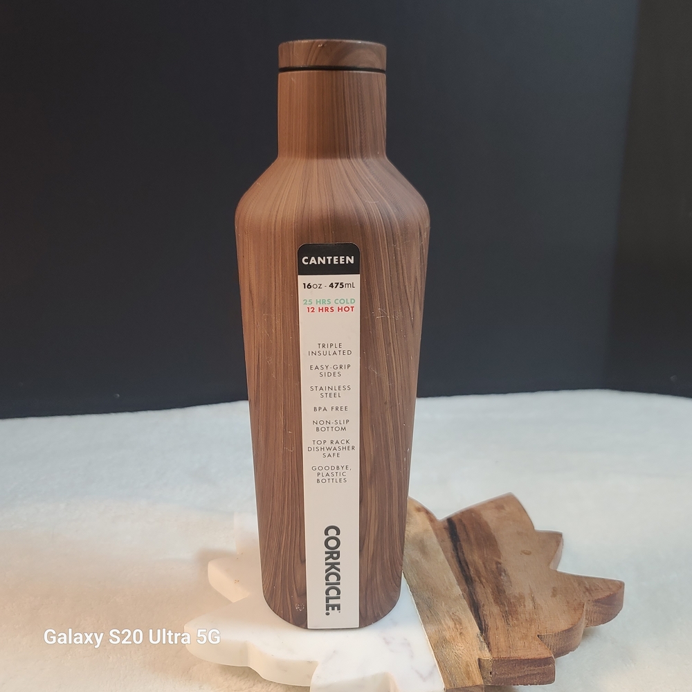 16 Oz Corkcicle Wood-Style Insulated Canteen